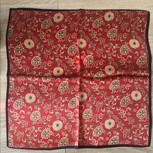 Elegant Red and Gold Floral Silk Scarf